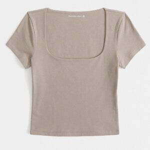Abercrombie Cotton-Blend Seamless Squareneck Cropped Top NWOT